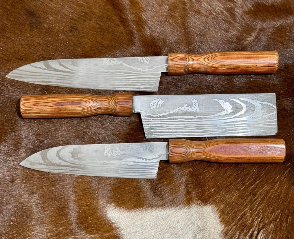 厨刀 -  日本刀具套装（0011） - VG10钢材 少钢与异国木材手柄 - 日本 - 厨房刀具套装 #2.1