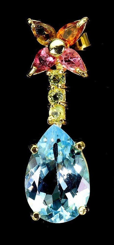 Senza prezzo di riserva - Orecchini Argento Topazio - Tourmaline, Peridot #3.2