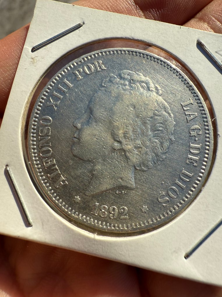 西班牙. 阿方索十三世. 5 Pesetas 1892  (沒有保留價) #1.0
