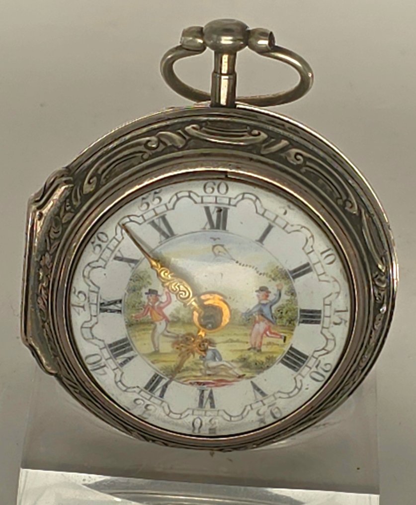 Tarts London - prunkvolle Repousse Silberspindeluhr - feinst gemaltes Ziffernblatt - Top Chatelaine - London um 1765 - Earlier than 1850 #1.0