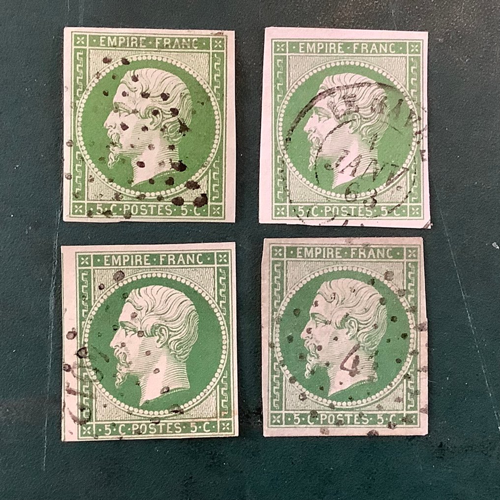 法國 1860 - 5美分拿破仑帝国——四个细微差别，具有良好的利润空间 - Yvert 12, 12a, 12b en 12c #1.0