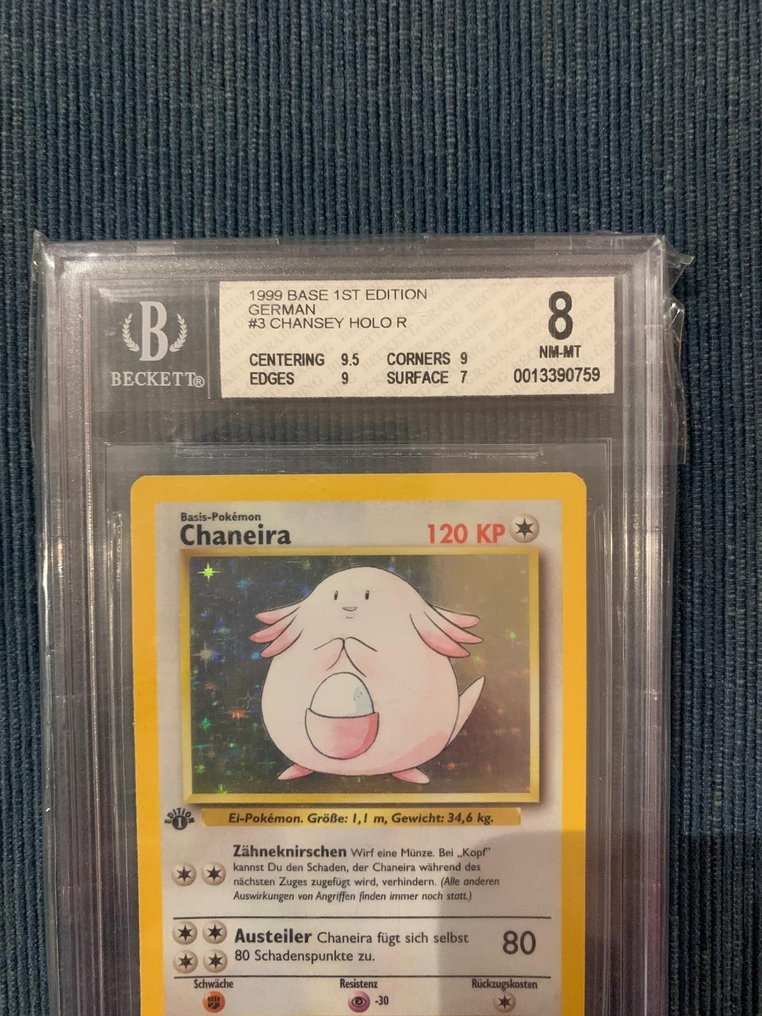 Pokémon - 1 Graded card - Chaneira 3/102 First edition, Foil - Beckett 8 - WOTC #1.0