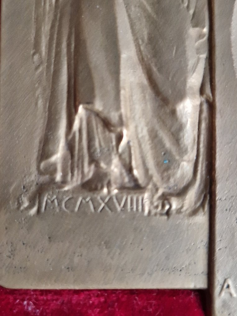 Ανάγλυφο, Lastra Fascista Opera Combattenti per Francesco NITTI - 105 mm - Μπρούντζος - 1918 #2.1