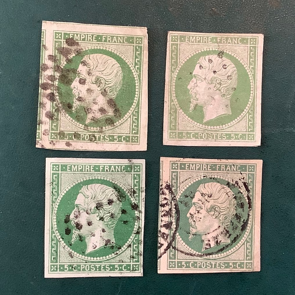 法国 1860 - 5美分拿破仑帝国——具有良好利润空间的四个色调 - Yvert 12, 12a, 12b en 12c #1.0