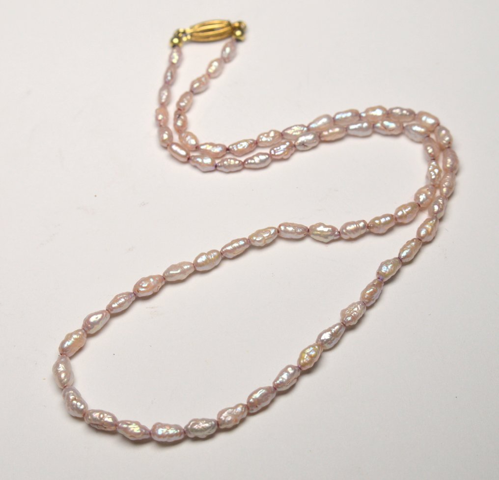 Pérola - Prata vintage 835, pérolas barrocas rosa - Colar - 42 cm #1.0