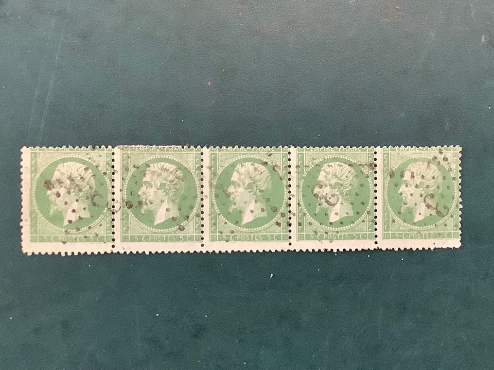 Francja 1862 - 5 cent Napoleon Empire na taśmie van 5. - Yvert 20a #1.0