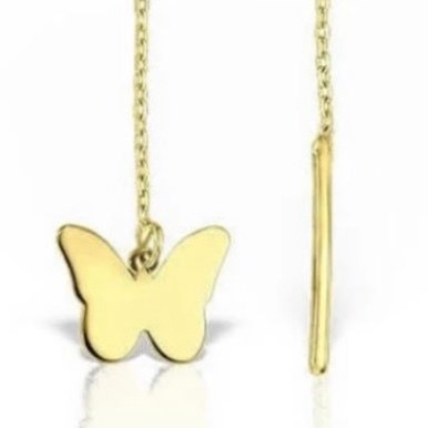 没有保留价 - Handmade - 耳环 - 14K包金 黄金 锆石 - 蝴蝶配蓝色宝石 #2.1