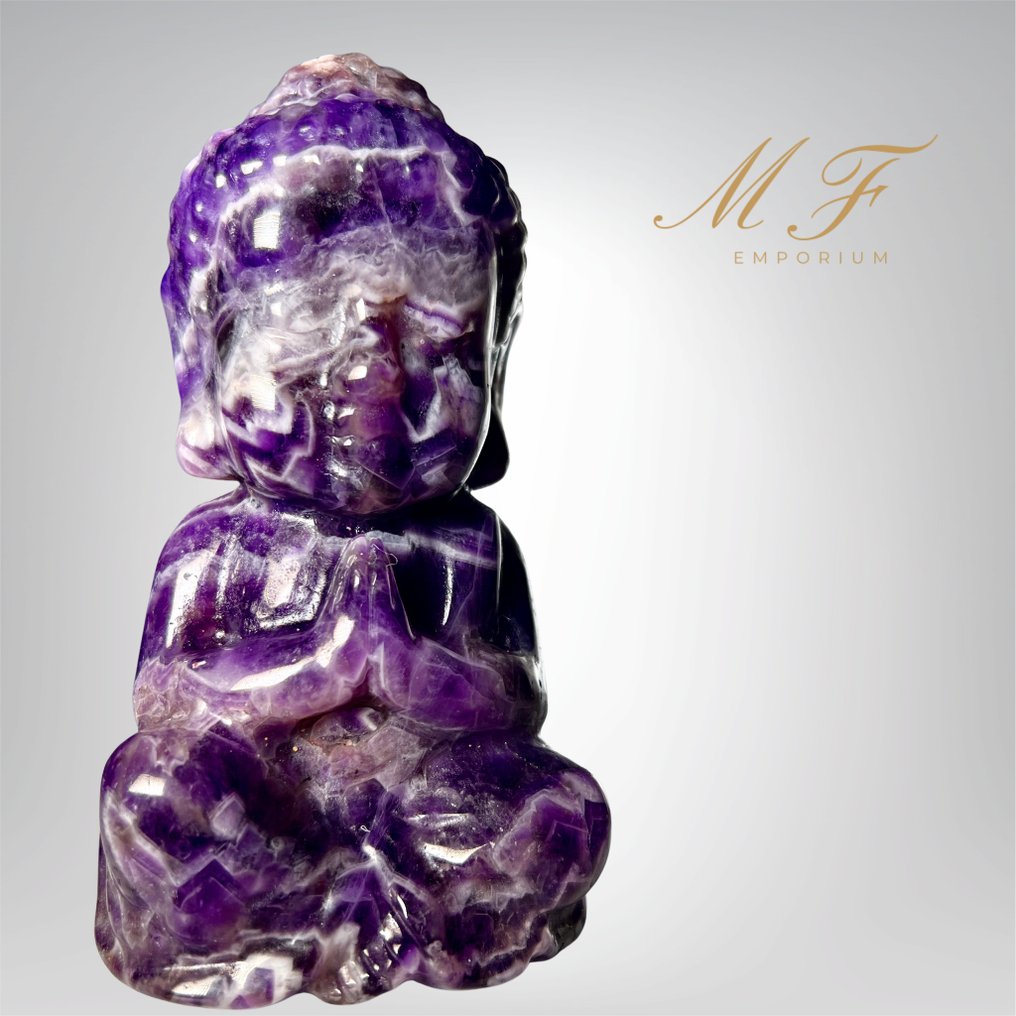 Premium - Amethyst Buddha Chevron XL Carving - Height: 150 mm - Width: 80 mm- 800 g - (1) #1.0