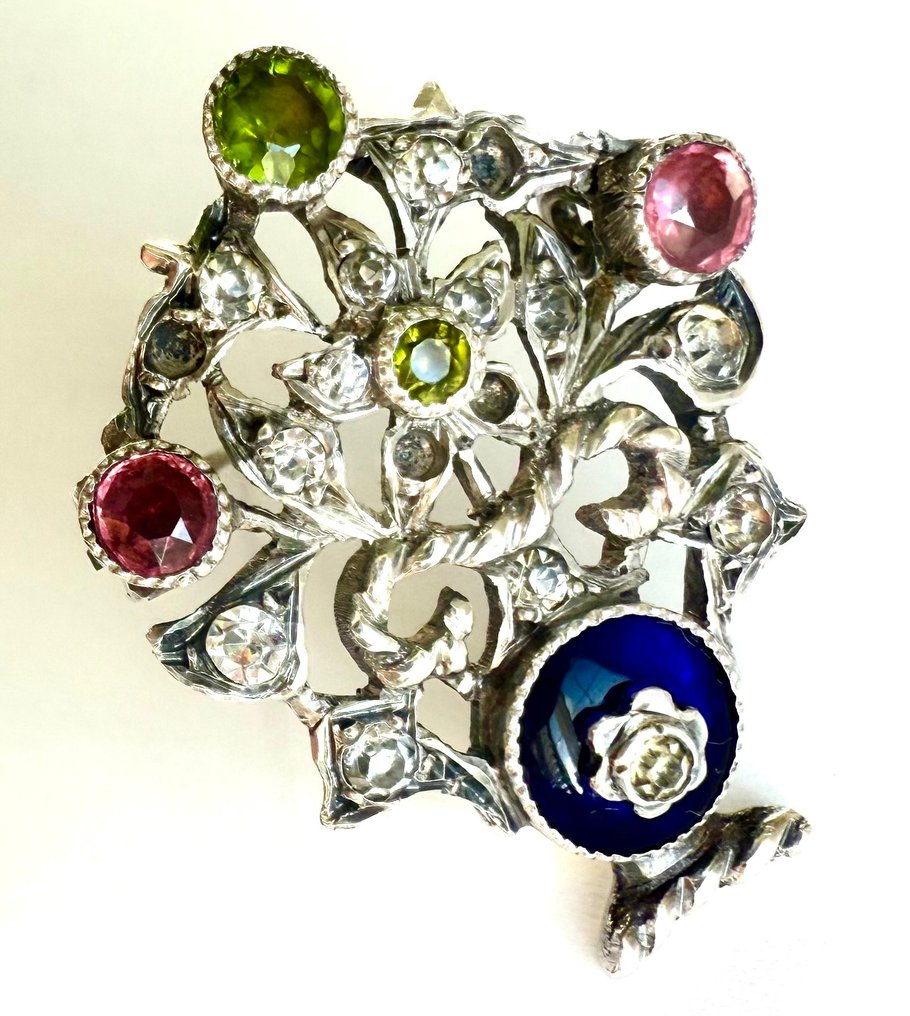 Ohne mindestpreis - Brosche Silber - 925 Giardinetti Peridot #1.0