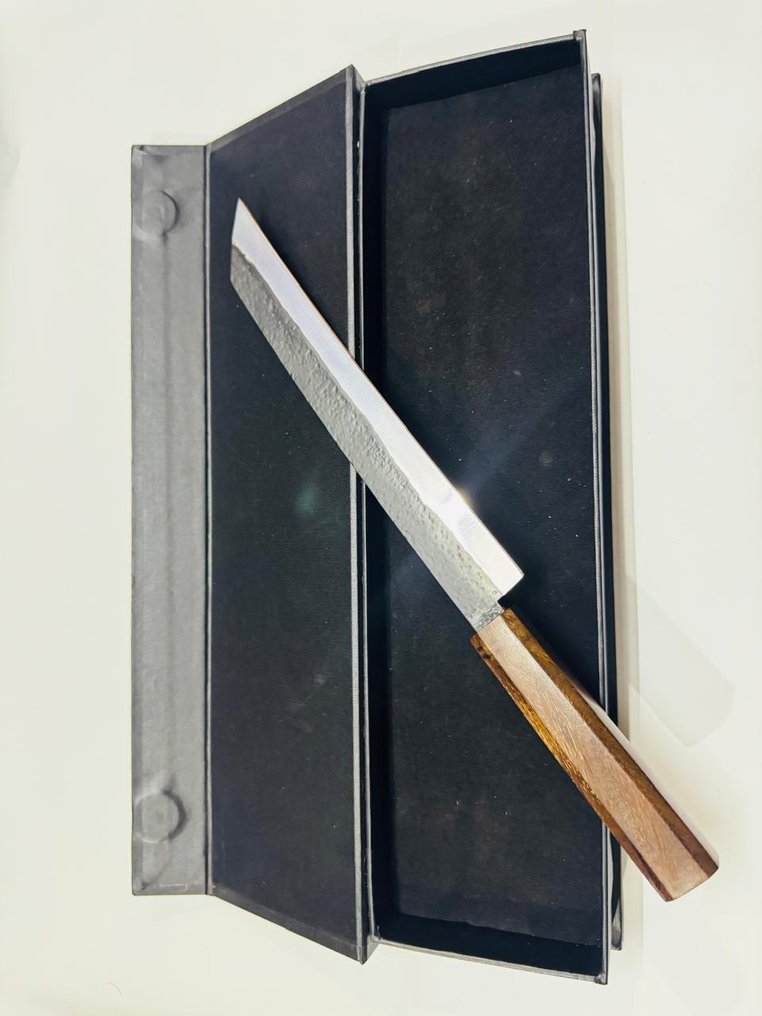 廚刀 -  日本Tanto牛胸肉刀（046） - 钢少钢，自然木柄带盒子 - 日本 - 日本牛胸肉刀 #3.2