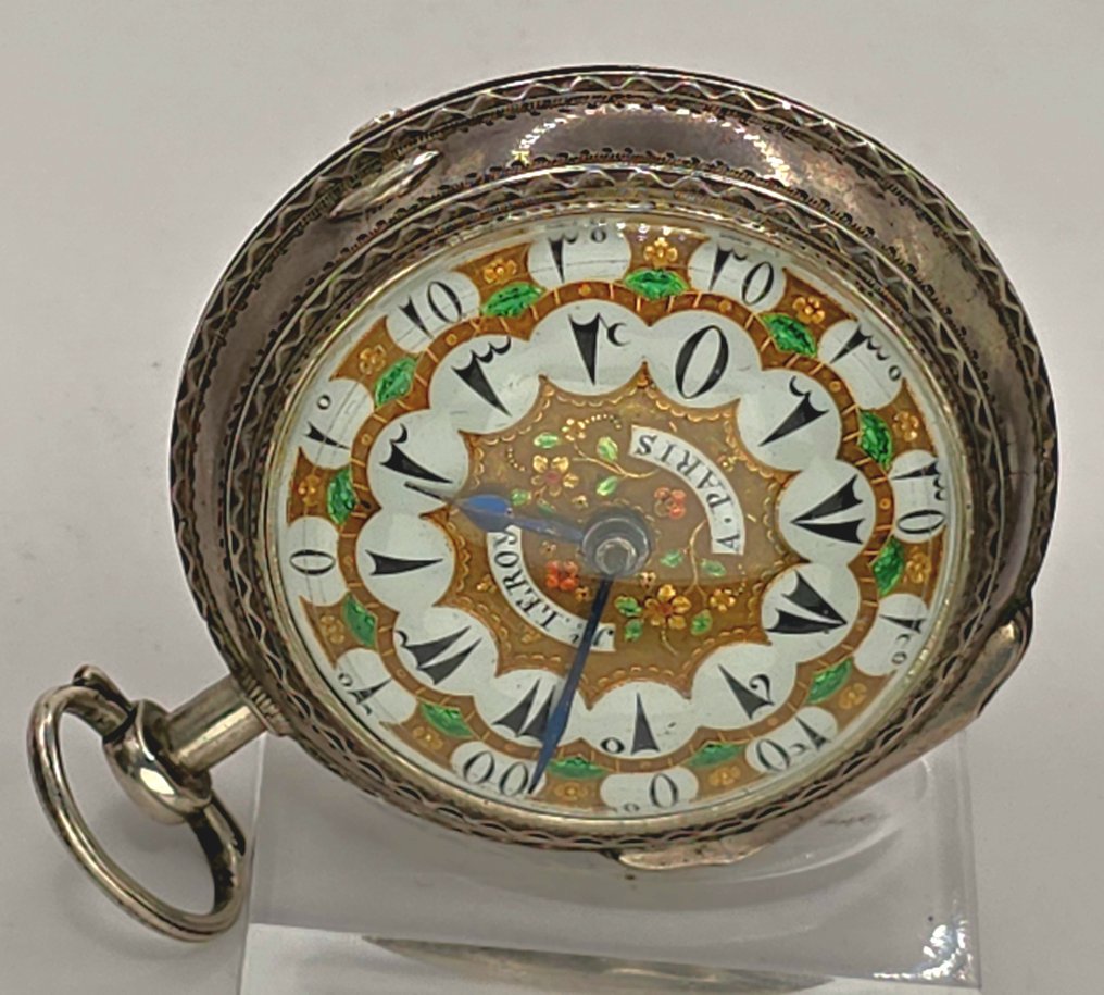 J(ulien) Le Roy a Paris - Silberspindeluhr - Prunk Kartuschenziffernblatt - Osmanischer Markt - Paris um 1780 - Earlier than 1850 #1.0