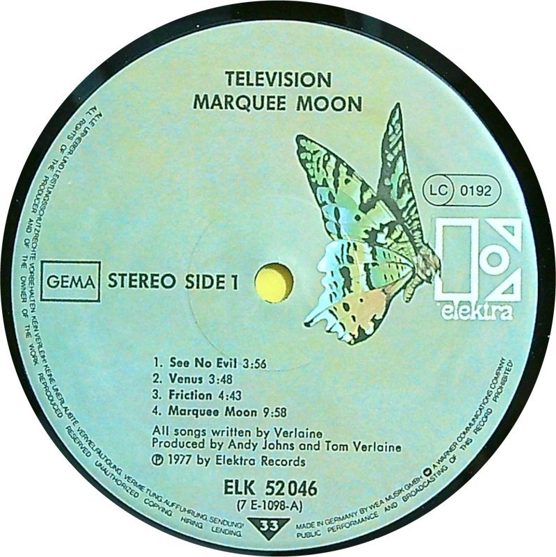 Television - Marquee Moon (New Wave, Punk) - LP Album (stand-alone item) - 1st Pressing - 1977 #4.3