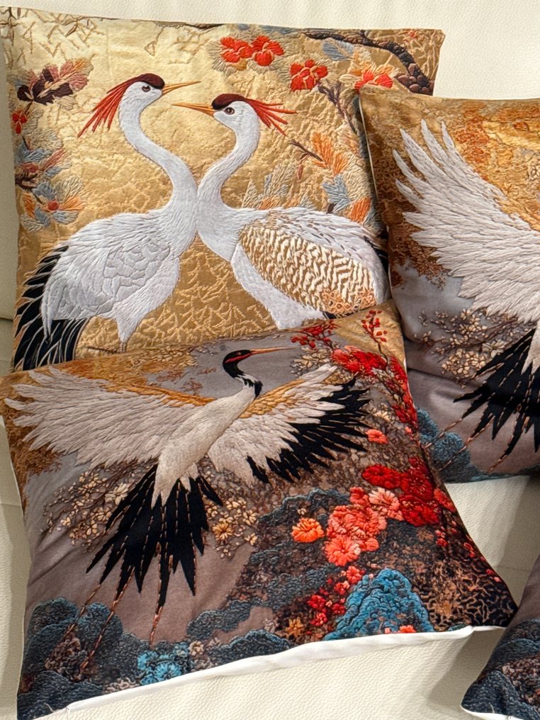 San Leucio top quality 5 αποκλειστικά μαξιλάρια με αποτύπωση κεντήματος με περιστέρια - Μαξιλάρι (5) #3.2