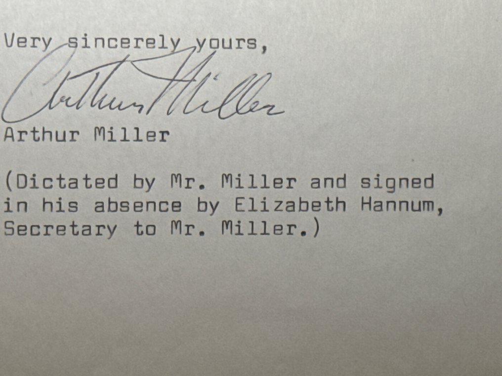 Arthur Miller (1915–2005) famous American actor and writer, husband of Marilyn Monroe - Important typed and autograph signed letter to a german journal about Antisemitism in the word - 1960 #1.0