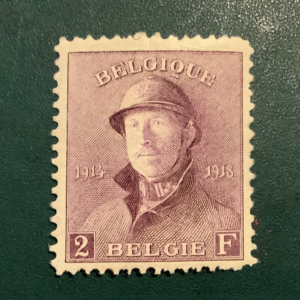 Belgia 1919 - 2 Fr Koning z wyśrodkowanym Staalhelm. - OBP 176 #1.0