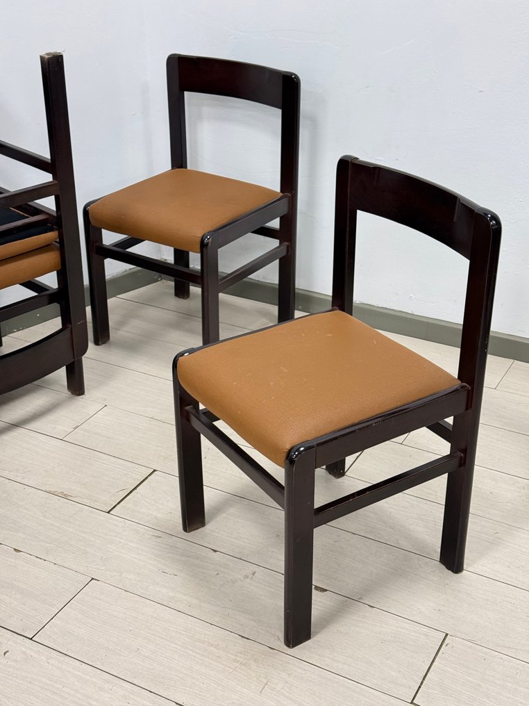 椅子 - 木, 人造皮革 - 一套六把复古椅子 #1.0
