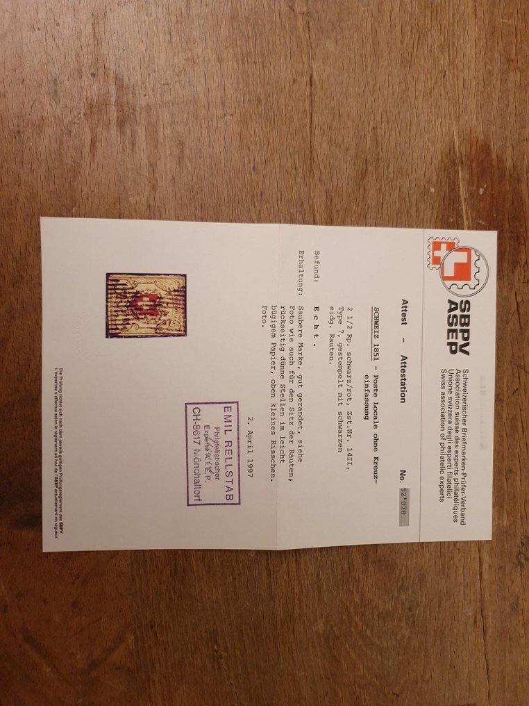 Schweiz 1851 - 2xFund Posteriore Lokal uden KE 14II SBK - Zu / SBK 14II #1.0