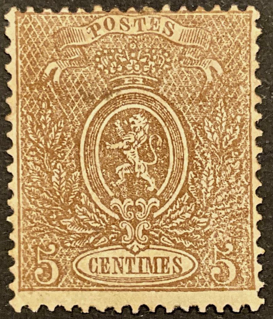 Belgia 1866/1867 - Mały Lew - 5c RUDY BRĄZ - Piękny odcień - OBP/COB 25A #2.1