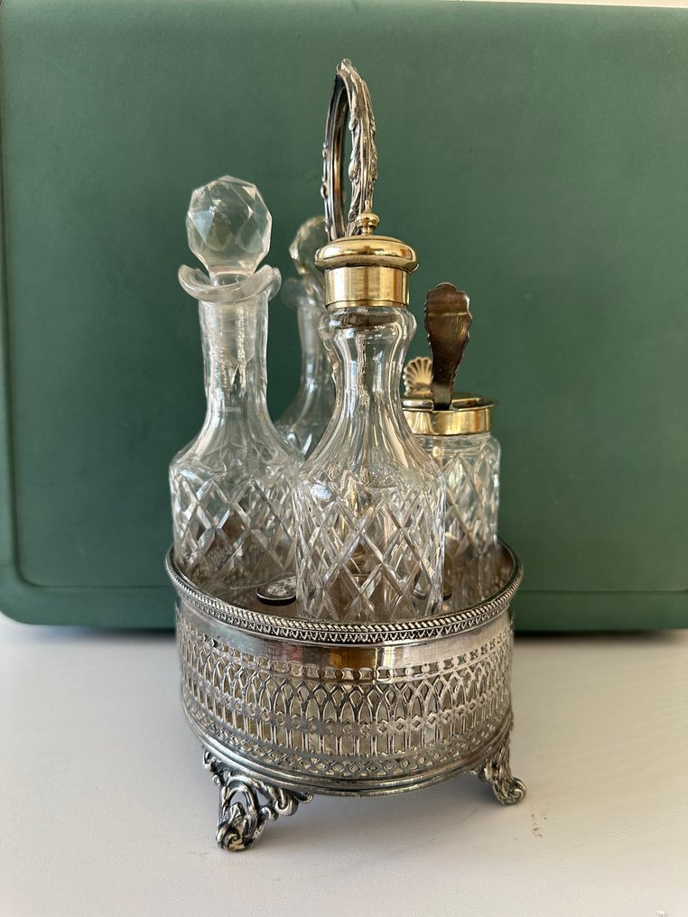 Harrison Brothers & Howson, Sheffield - Plat-de-ménage sæt (5) - Forsølvet, Glas - Magnifik og sjælden #3.2