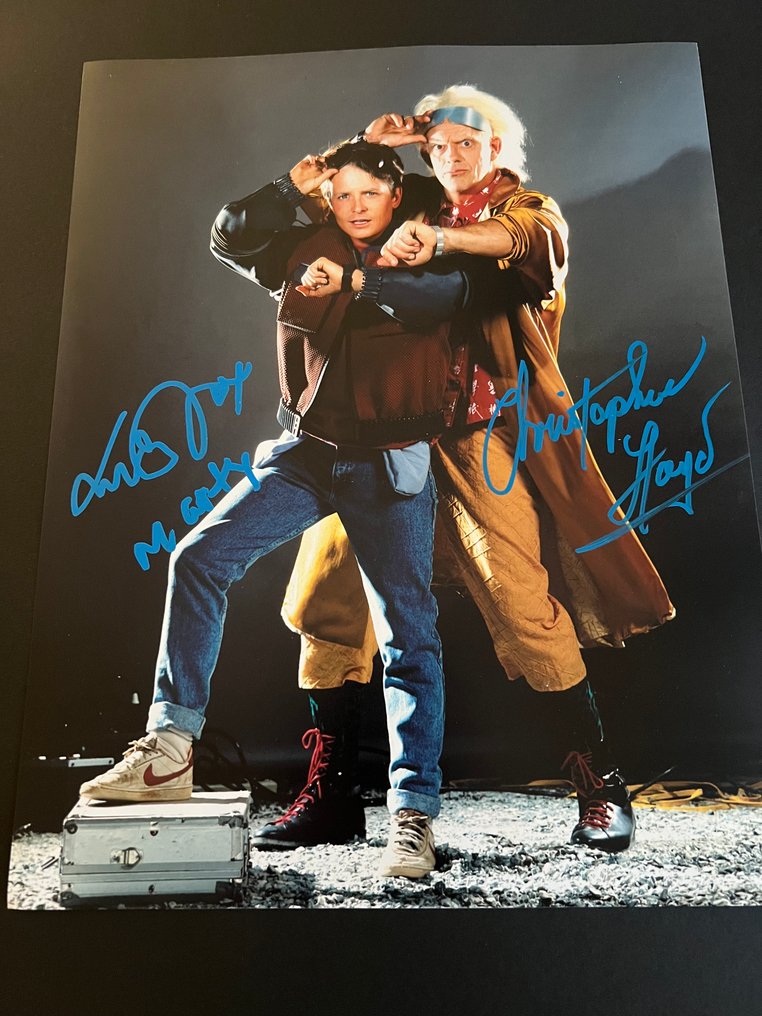 Back to the Future - Michael j fox & Christopher Lloyd Signed beckett 11x14 #1.0