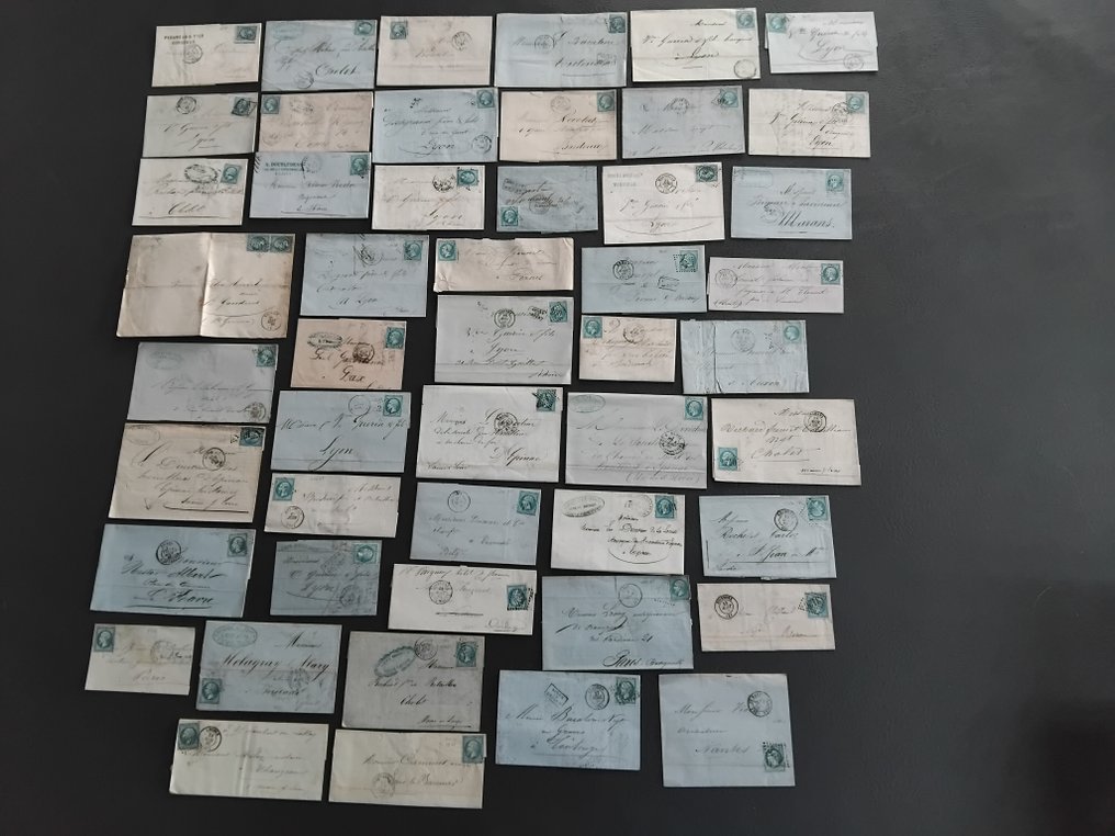 Γαλλία 1862 - Συλλογή γραμματοσήμων σε 50 κλαστικά γράμματα, γνωστή ως «μπλε», τύπου Napoléon, 20 ct μπλε για - Typte , Teinte & Oblitérations  ,Yvert n°22 , Voir photos & déscriptif. #1.0