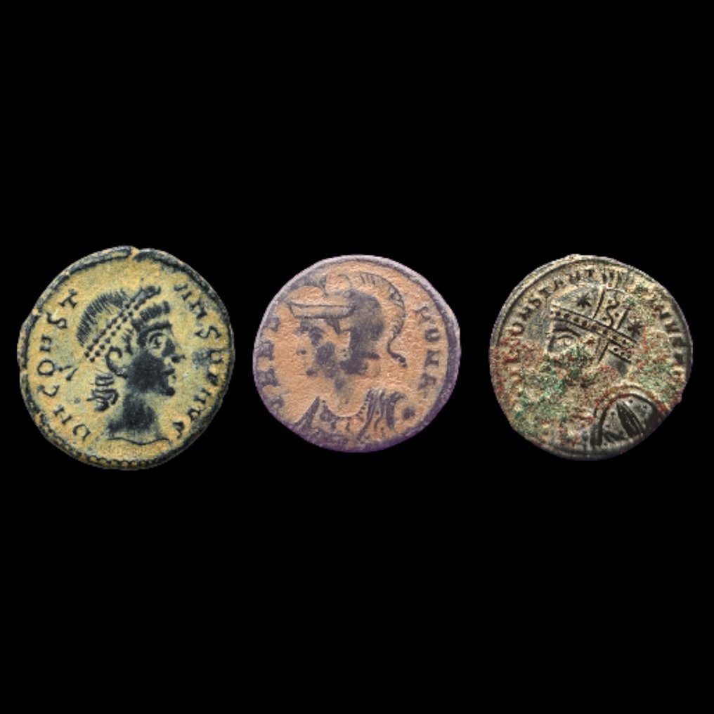 Romarriket Lote de 3 Folles Æ Constantino I & Constans  (Ingen mindstepris) #1.0
