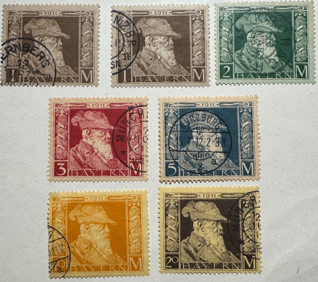 Bavaria 1911 - King Ludwig III – High Values 1–20 Mark - Michel 86–91 #1.0