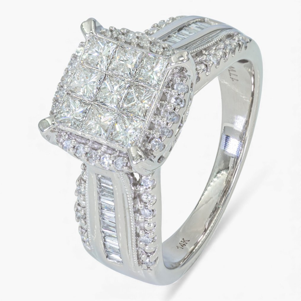 Zonder minimumprijs - Ring - 14 karaat IGI Antwerp, Witgoud -  1.15ct. tw. Diamant (Natuurlijk) #1.0