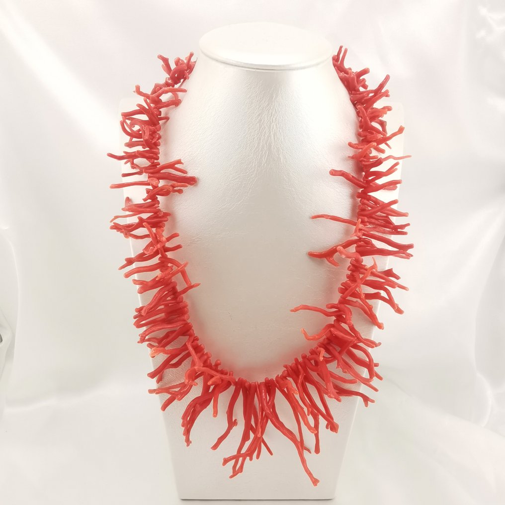 珊瑚 - 银 - 项链 - 手工制作 #1.0