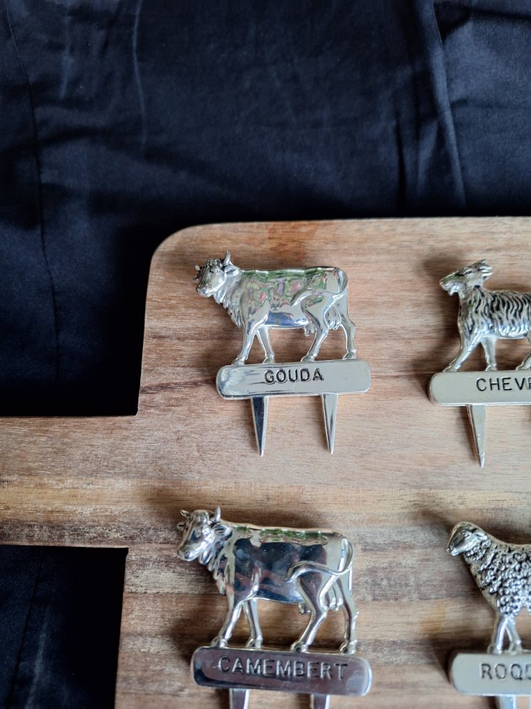 Service de table (6) - métal verni d'argent - Pièces à fromage argentées #1.0