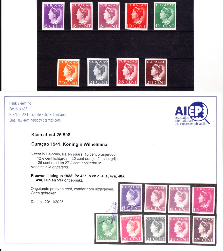 库拉索 1941 - 进行临床检查与评估，报告由H. Vleeming提供。 - PC 45a, b, c, 46a/49a, 50b en 51a #1.0