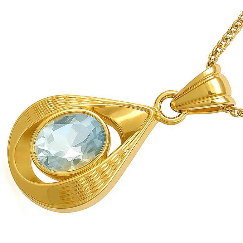 Collier avec pendentif - 18 carats Or jaune - 1.85ct. tw. Aigue-marine #1.0