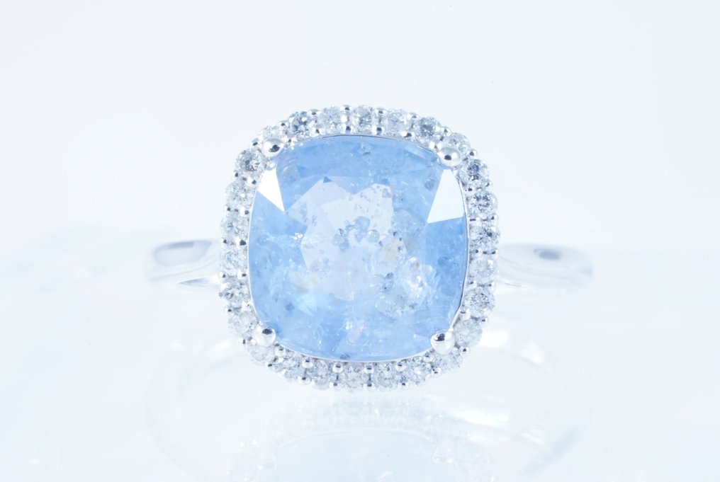 Ei pohjahintaa - Sormus Platina - 5.75ct. tw. Safiiri - Timantti #1.0