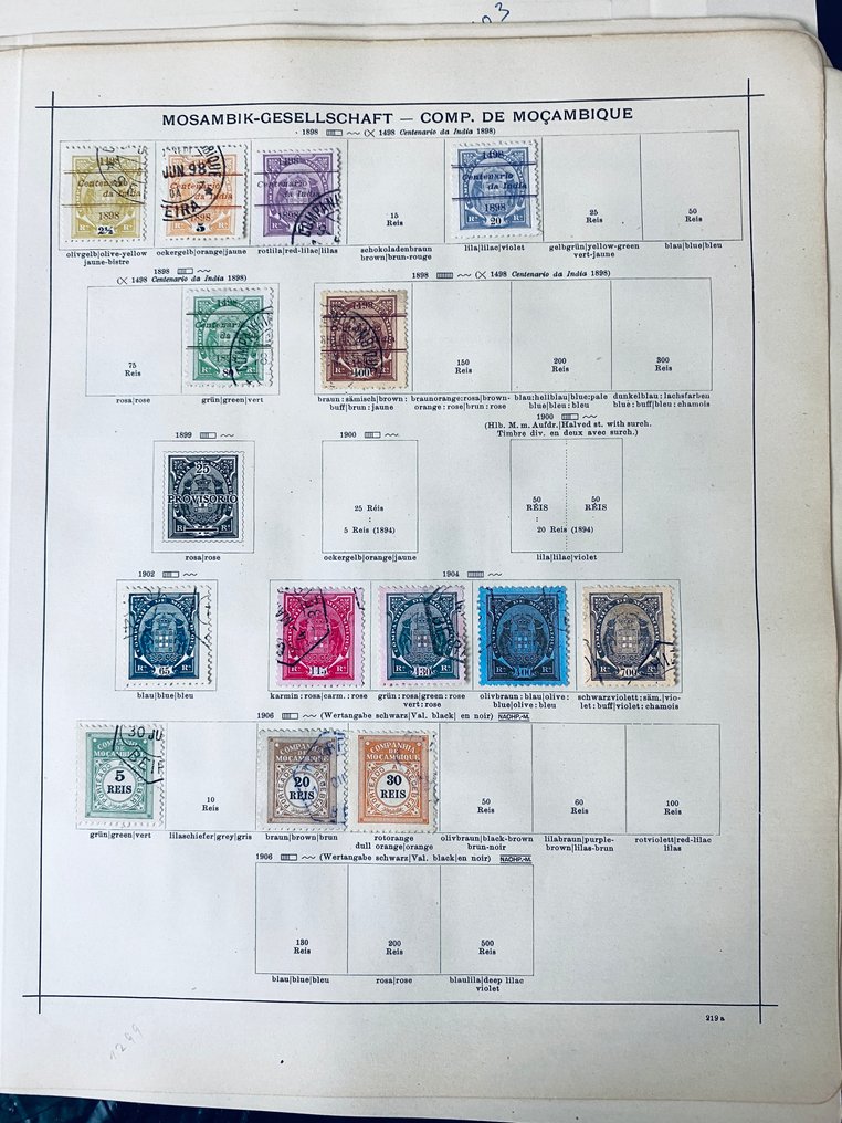 Portugal  - Collection of Portuguese colonies on old album sheets, including Zambesia. #1.0