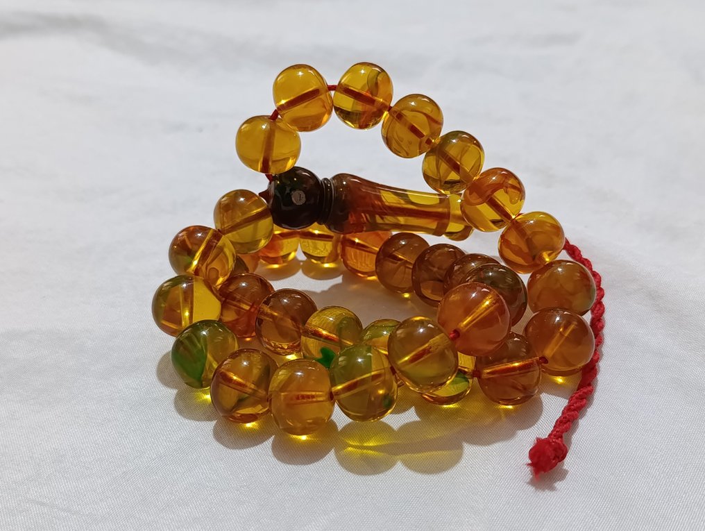  Rosenkrans - Rav - 1970-1980 - Sjældne bønneperler Rosenkrans  #4.3