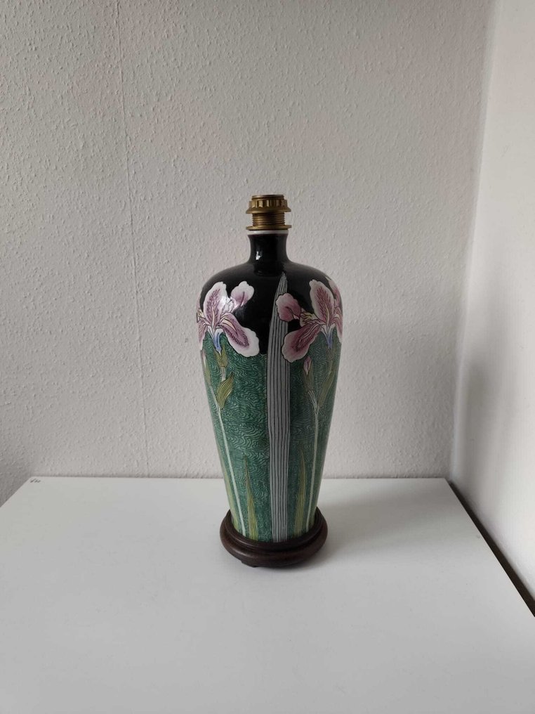 Maitland Smith - Επιτραπέζιο φωτιστικό - Πορσελάνη, Ξύλο - Ίρις στο στυλ Art Nouveau. #4.3