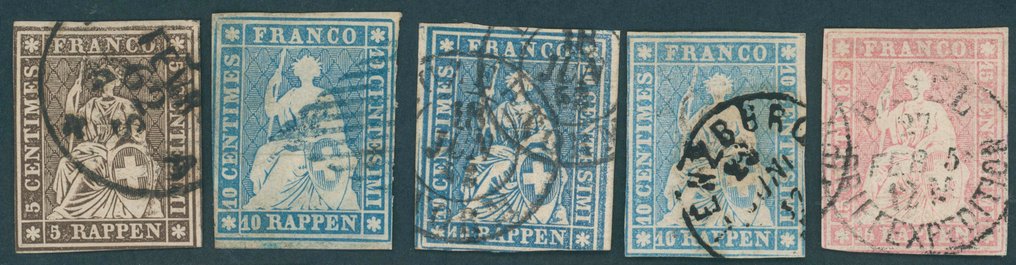 Switzerland  - Interesting lot with 9 stamped Strubel - Schweiz - Strubel #1.0