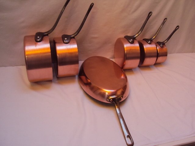 5 casseroles cuivre et 1 poêle ovale - 烹饪锅套装 - 铜, 黄铜, 铁 #4.3