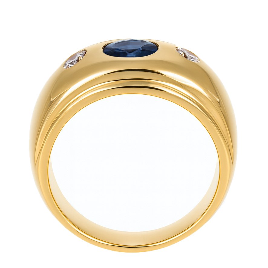 Bague - 18 carats Or jaune -  0.19ct. tw. Saphir - Diamant #4.3