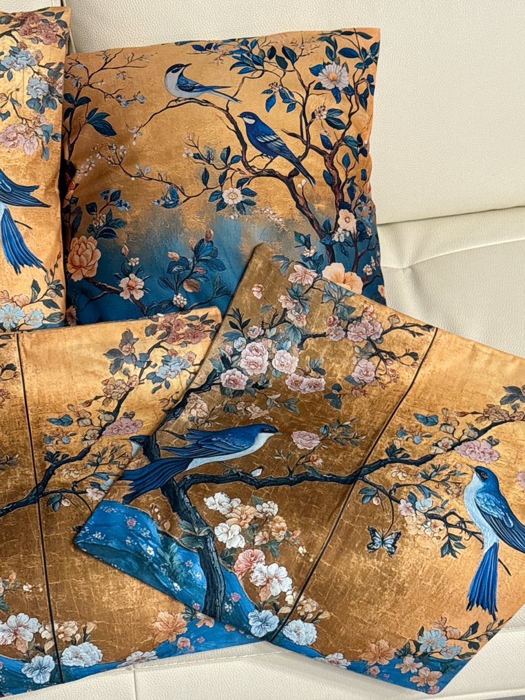 San Leucio top quality 5 πολυτελή μαξιλάρια διπλής όψης με τόνους μπλε και χρυσό. - Μαξιλάρι (5) #3.2