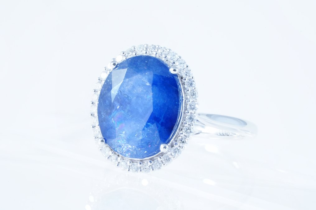 Sans prix de réserve - Bague Platine -  8.84ct. tw. Saphir - Diamant #1.0
