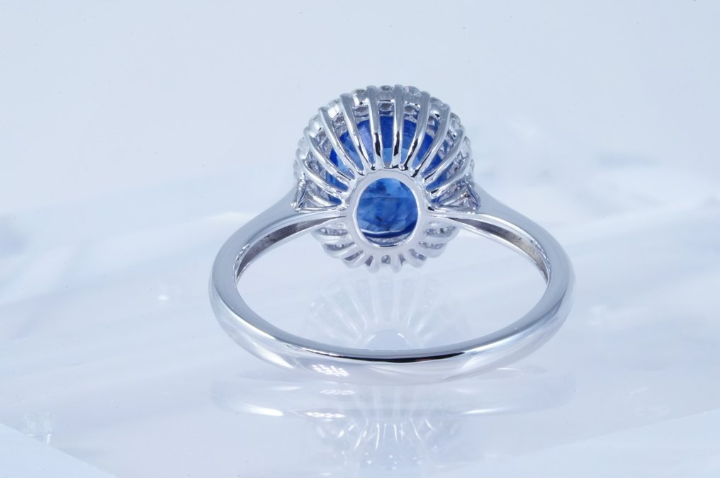 没有保留价 - 戒指 白金 -  3.25ct. tw. 蓝宝石 - 钻石 #4.3