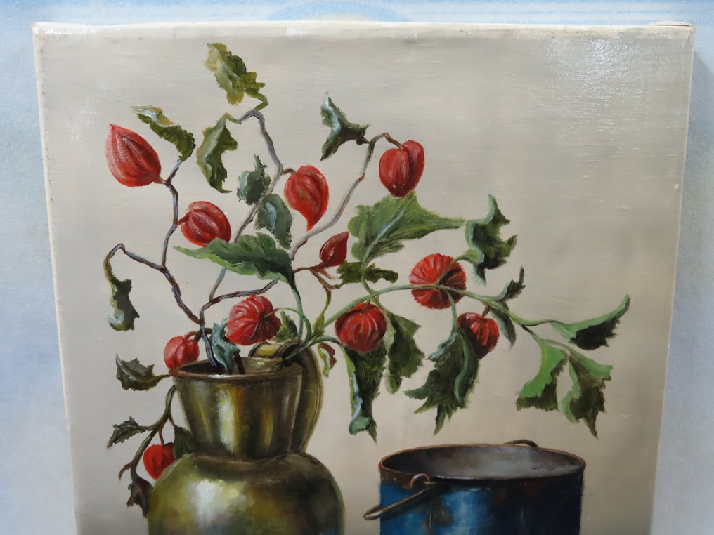 Jef van de Gehuchte (1946) - Stilleven met bloemen in koperen vaas #2.1