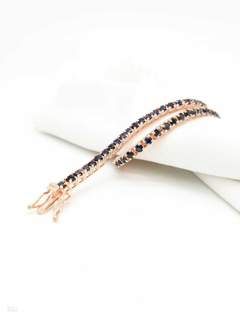 χωρίς τιμή ασφαλείας - Βραχιόλι τένις - 18 καράτια Ροζ χρυσό Ζαφείρι - Διαμάντι #1.0