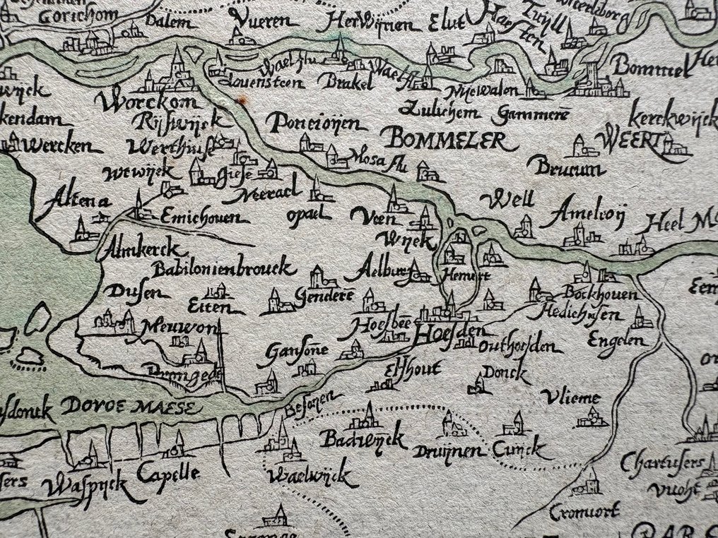 Netherlands - Bommelerwaard, Zaltbommel, part of North Brabant, 's-Hertogenbosch; Z. Heyns, naar A. Ortelius - Bommeletweerdia - 1581-1600 #3.2