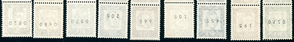 德国，联邦共和国 1961 - 全新未使用的5至70分德国Lumogen， 每组5条带编号。 #1.0