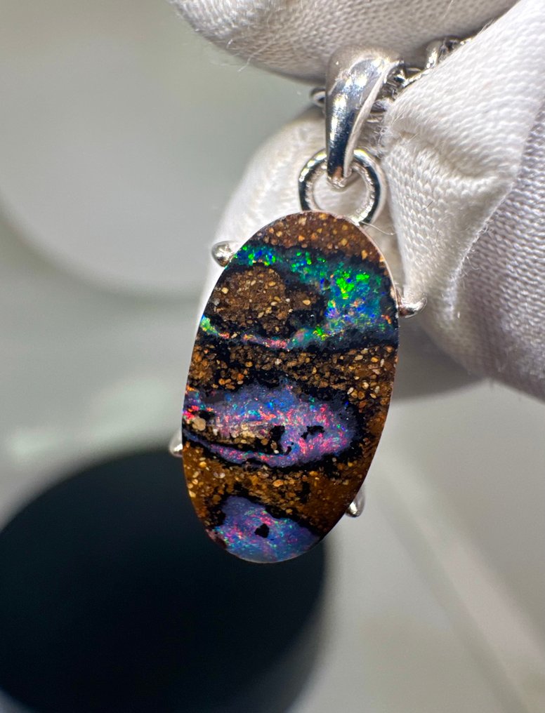 Οπάλιο Κρεμαστό κόσμημα - Ύψος: 20 mm - Πλάτος: 8.5 mm- 1.58 g - (1) #3.2