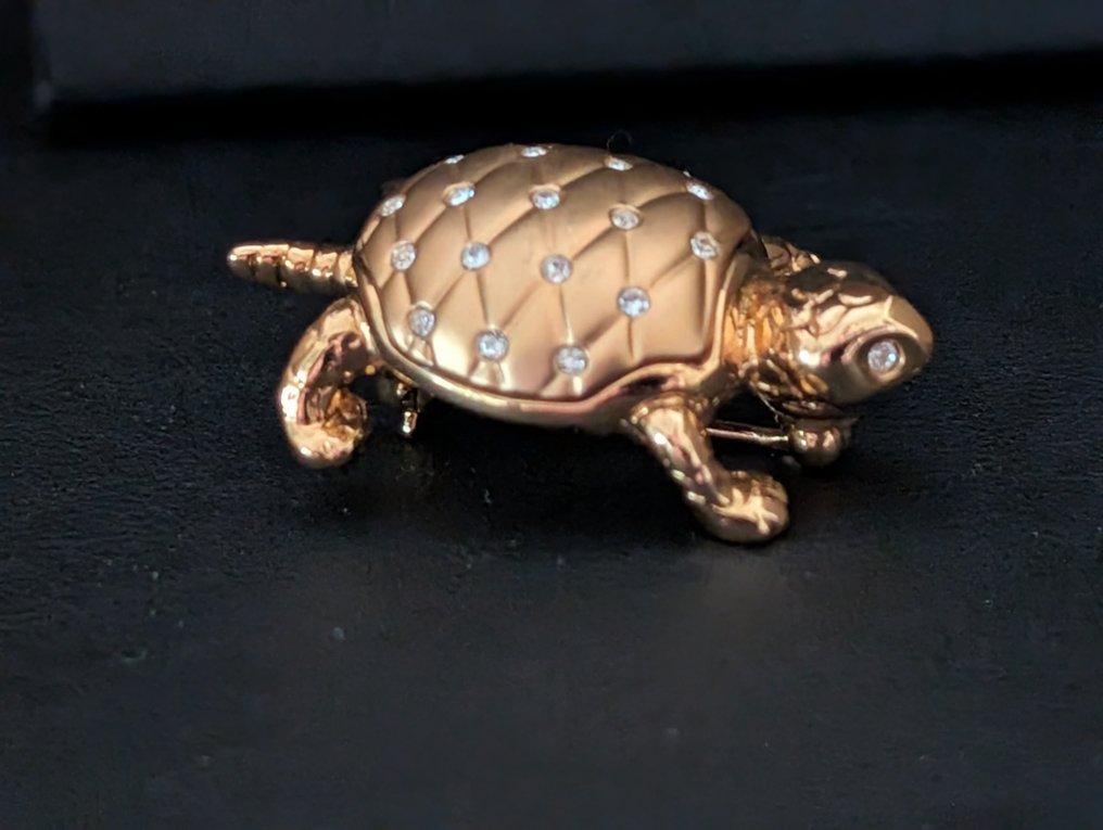 Άγαλμα, Swarovski broche schildpad - 3.5 cm - Μέταλλο, rodium gold plated #4.3