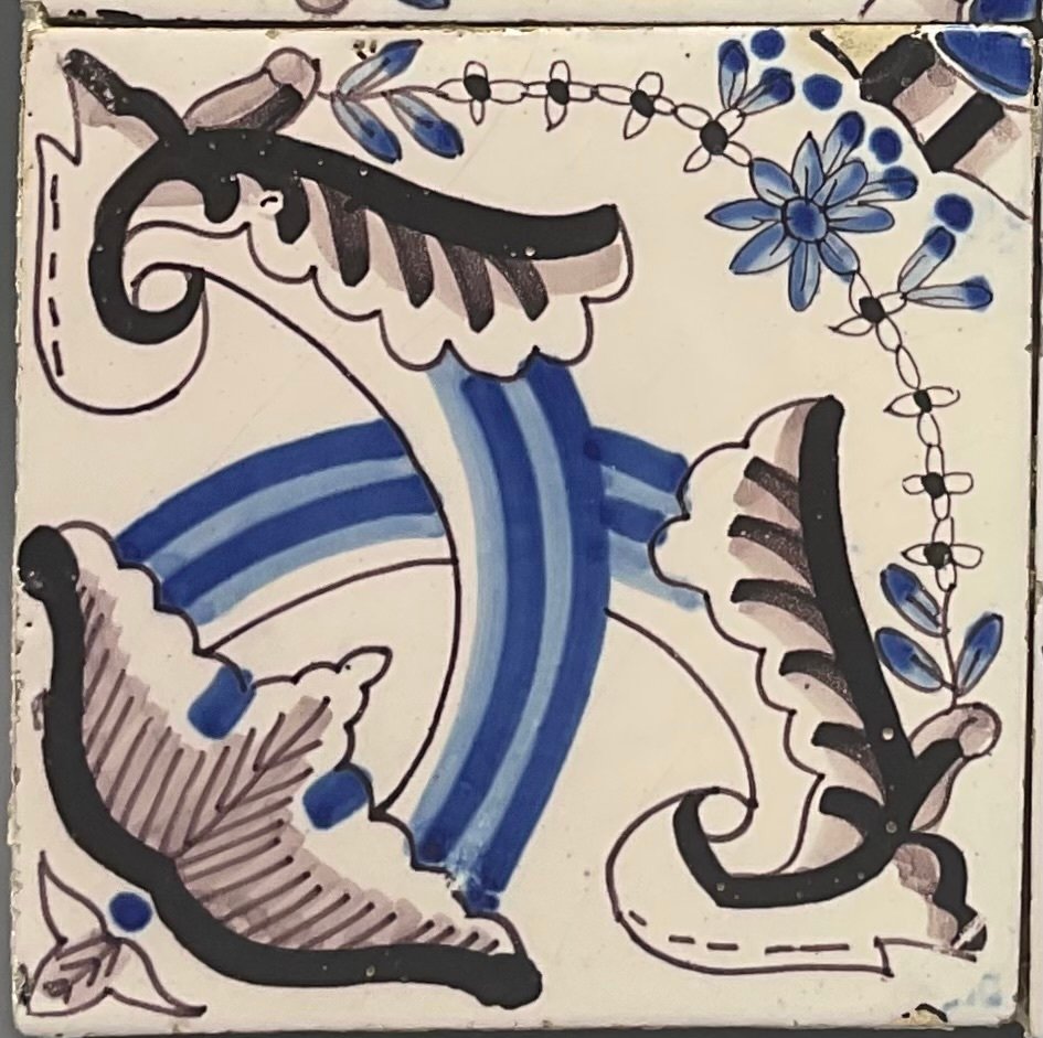  Tile - Diagonal decor - c. 1830  #3.2