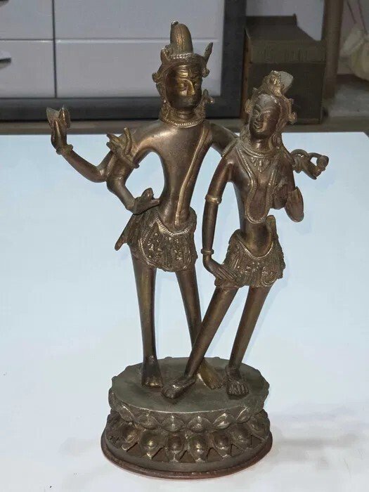 Γλυπτό, Shiva and Parvati - 34.5 cm - Πατιναρισμένος μπρούτζος #4.3